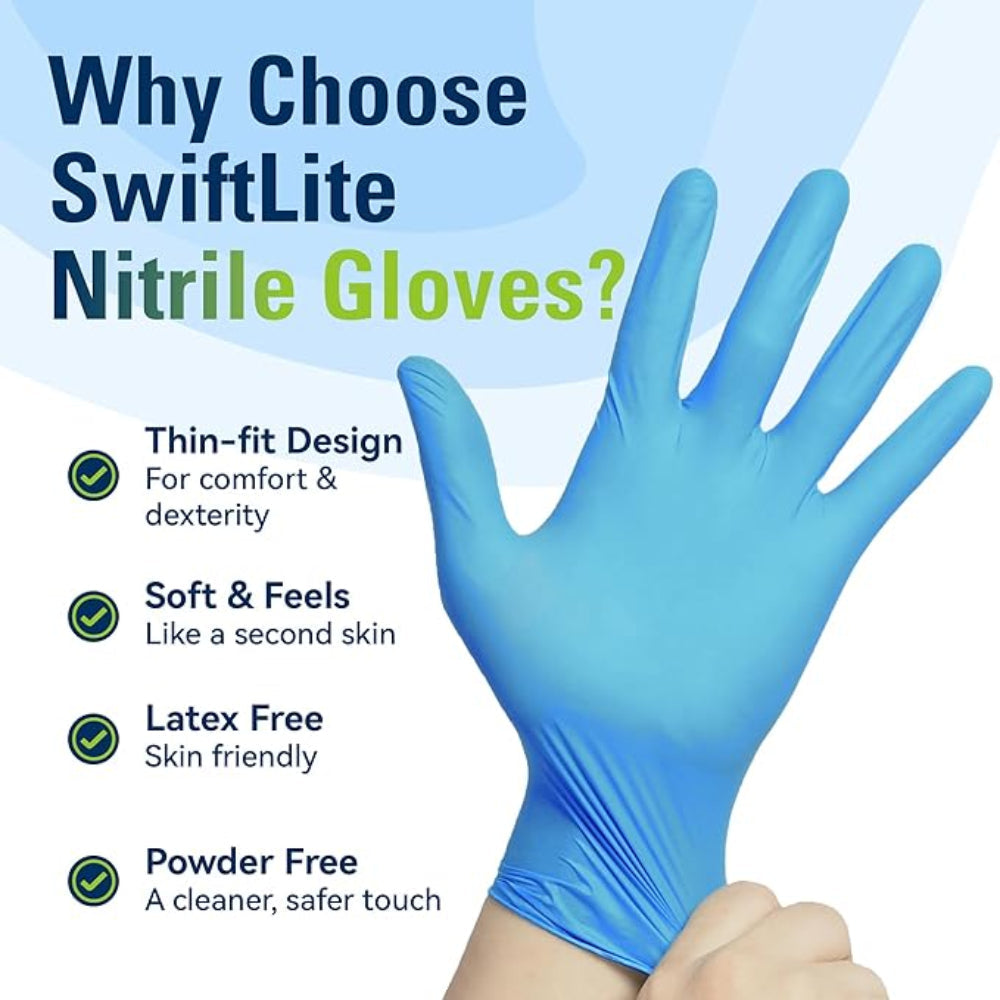 Nitrile Disposable Gloves – Food-Safe, Latex-Free, Powder-Free Blue Rubber Gloves for Cooking & Cleaning