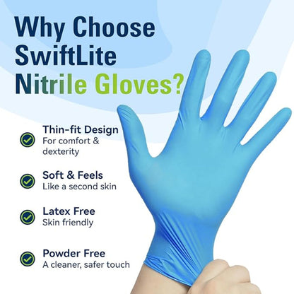 Nitrile Disposable Gloves – Food-Safe, Latex-Free, Powder-Free Blue Rubber Gloves for Cooking & Cleaning