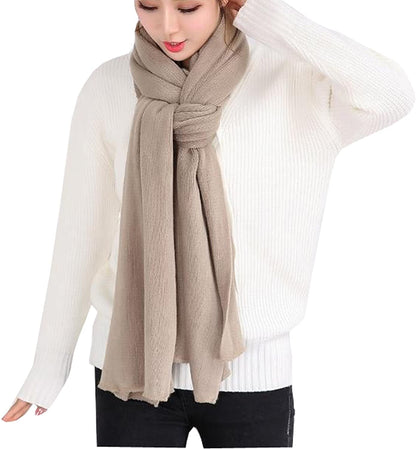 Wander Agio Women's Warm Long Shawl Winter Warm Large Scarf Pure Color