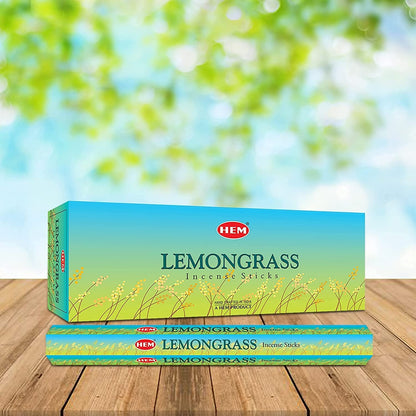 HEM Lemongrass Incense Sticks - Pack of 6 (20 Sticks Each) Scented Sticks for Relaxing & Meditation