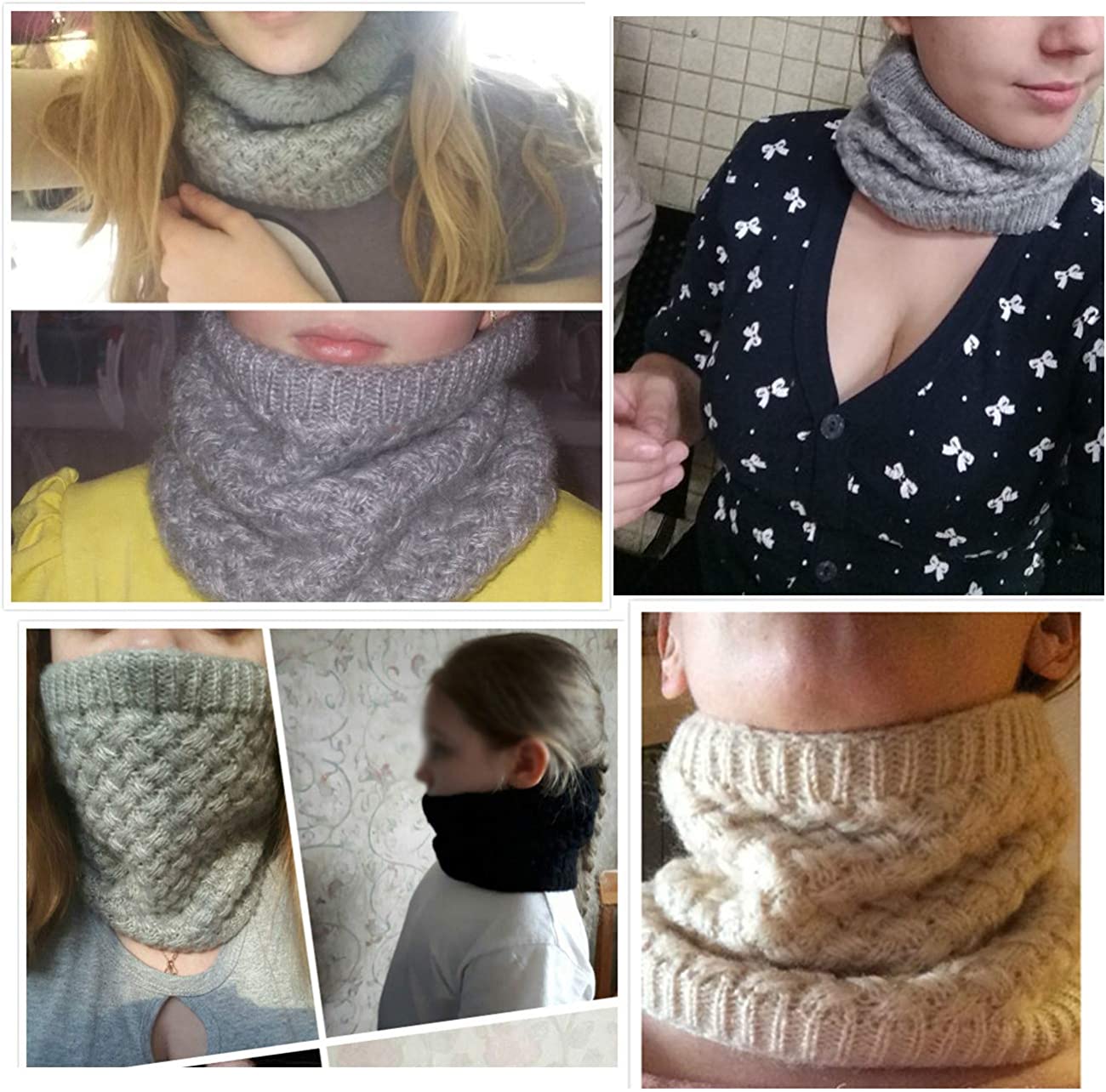 Leories Winter Neck Warmer Fleece Lined Infinity Scarf Thicken Windproof and Dust Skiing Scarf Face Mask