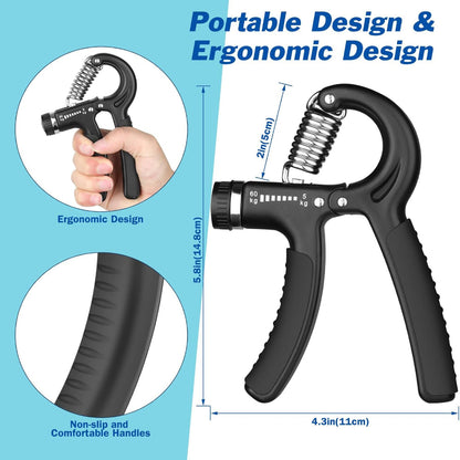 Hand Grip Strength Trainer – Adjustable Resistance – Forearm & Hand Exerciser for Muscle Building and Injury Recovery