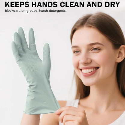 4-Pair Rubber Cleaning Gloves – Reusable Waterproof Kitchen & Bathroom Gloves with Flock Lining, Anti-Slip Grip, Thick Durable Long-Lasting Dishwashing Gloves, Colorful