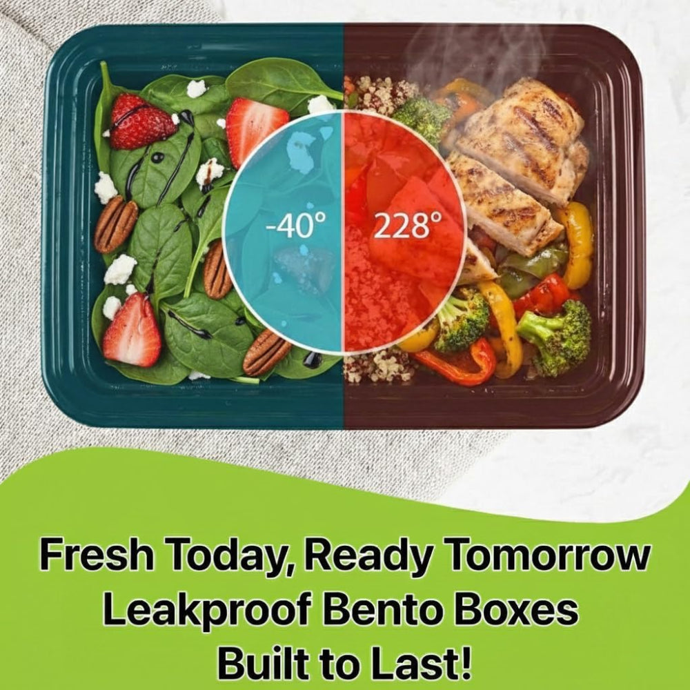 Meal Prep Containers – 16 oz Food Storage Bento Boxes, Stackable Snap Lid Plastic
