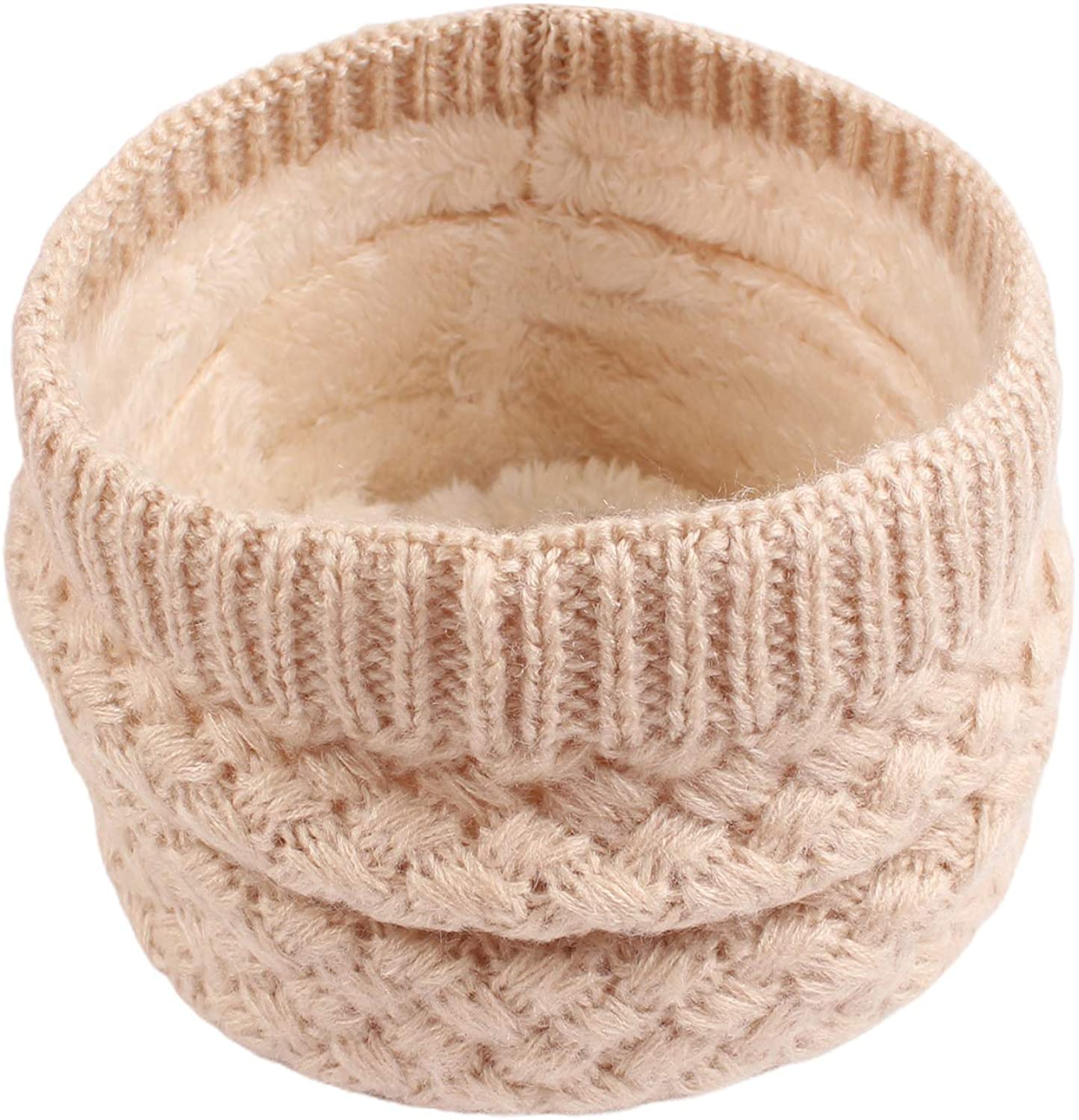 Women Winter Knitted Scarf Unisex Circle Loop Scarves Thick Fleece Neck Warmer for Men