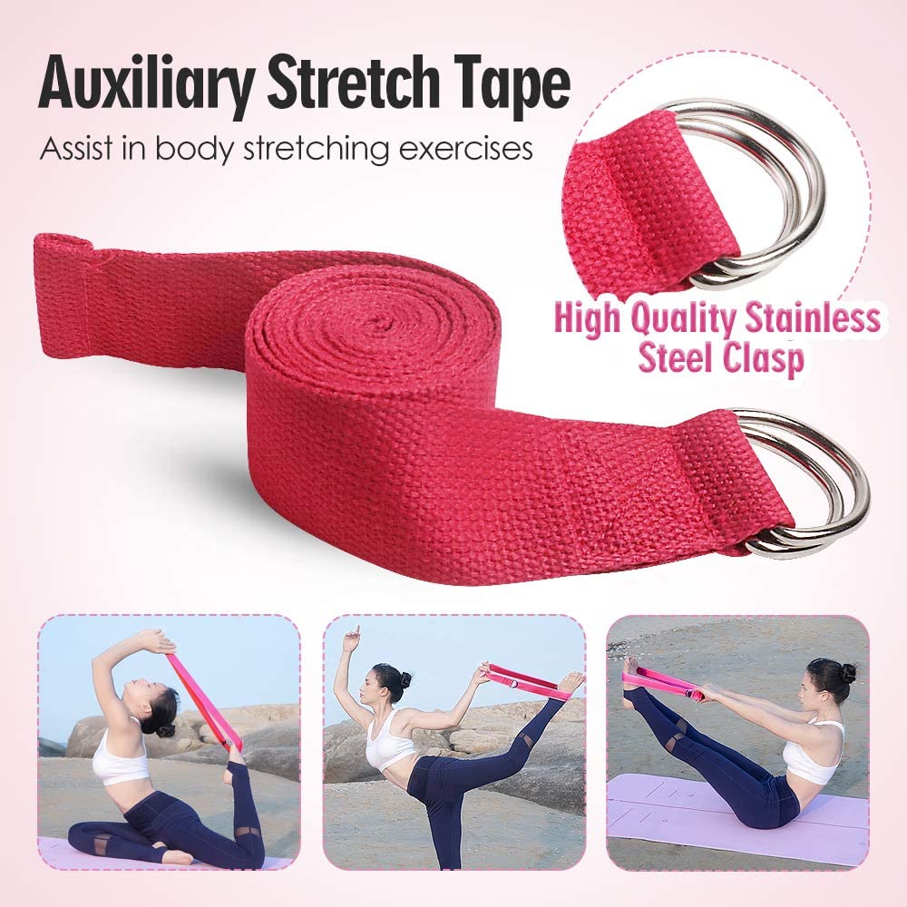 JOCHA Yoga Blocks Set of 2 with Strap EVA Foam High Density Non-Slip Lightweight Exercise Bricks Perfect for Pilates Improve Strength Aid Balance Flexibility for Beginners and Experienced Yogis
