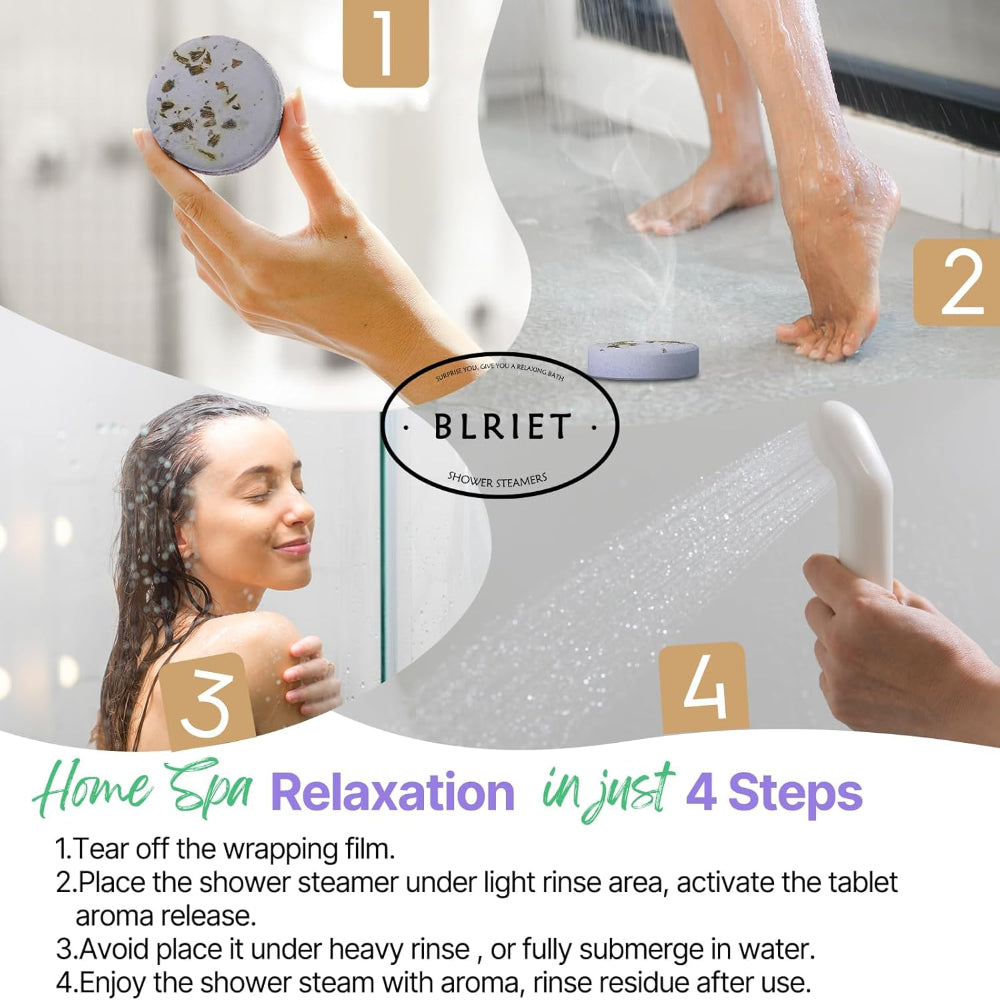 8-Pack Shower Steamers – Aromatherapy Bath Bombs – Shower Relaxation Use – Home Spa Self Care – Essential Oil Infused Tablets