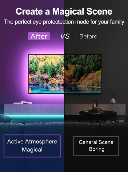 TV LED Backlight Strip – 32–65 Inch RGB LED Lights with USB, Remote & App Control, Music Sync Color-Changing Lights for Bedroom, Gaming & Home