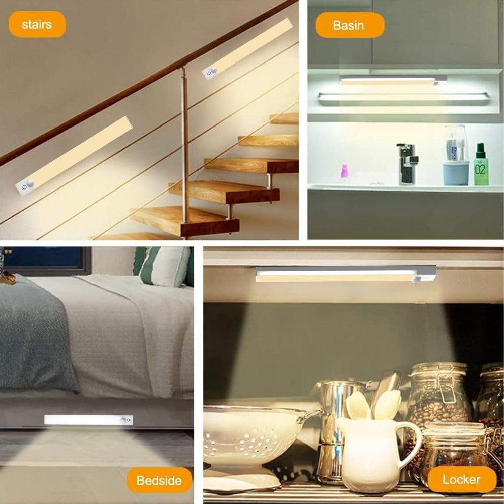 3-Pack Under Cabinet Lights – 8 Inch Motion Sensor LED, Rechargeable Wireless Closet Lighting