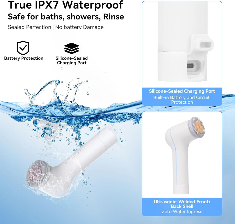 Electric Facial Cleansing Brush – Rechargeable Silicone Face Scrubber for Exfoliating, Pore Cleansing, Face Wash & Massage, 3 Speeds, Waterproof, for Women & Men