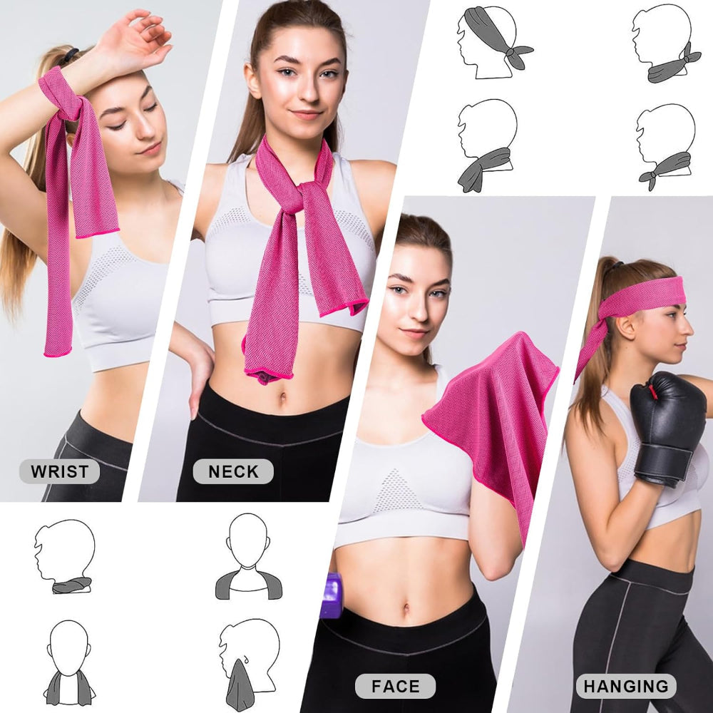 4-Pack Cooling Towels – 40x12 Inch Microfiber Chill Towels for Sports Workout Gym Use