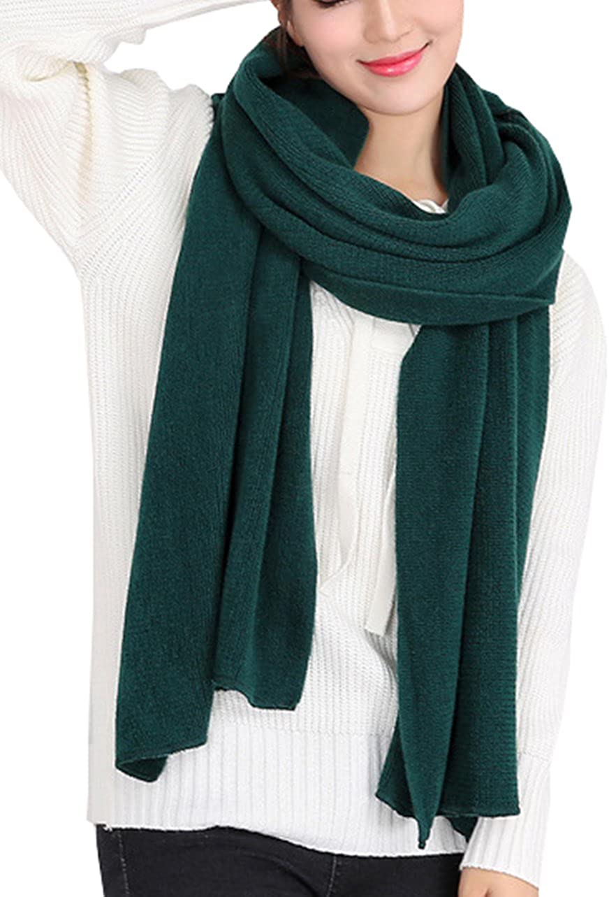Wander Agio Women's Warm Long Shawl Winter Warm Large Scarf Pure Color