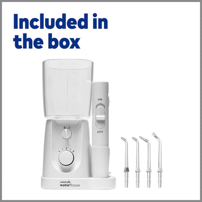 Water Flosser – Portable Nano Plus Use – Compact Electric Teeth Cleaning for Travel & Home – Includes 4 Flossing Tips – ADA Accepted, White