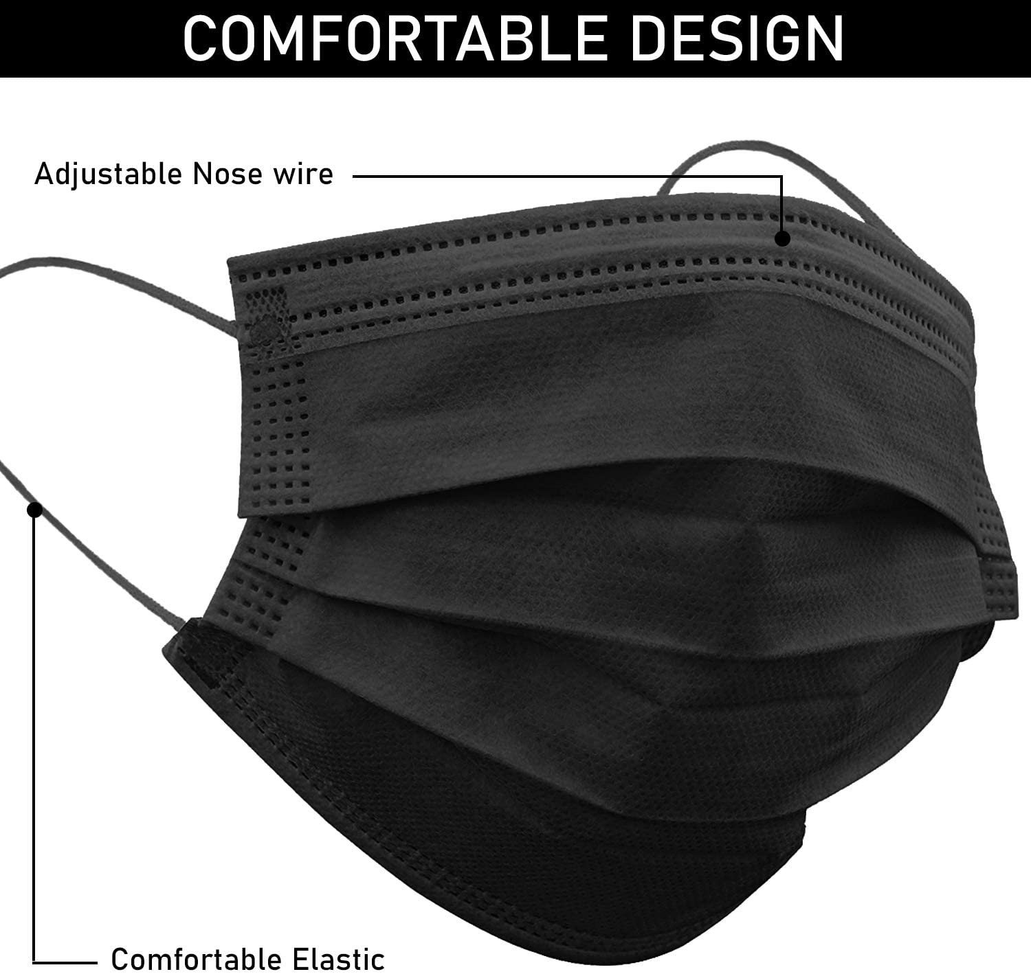 Face Masks - Disposable Face Masks for Men & Women - 3 Layers Protection - Comfortable/Adjustable/Breathable mask