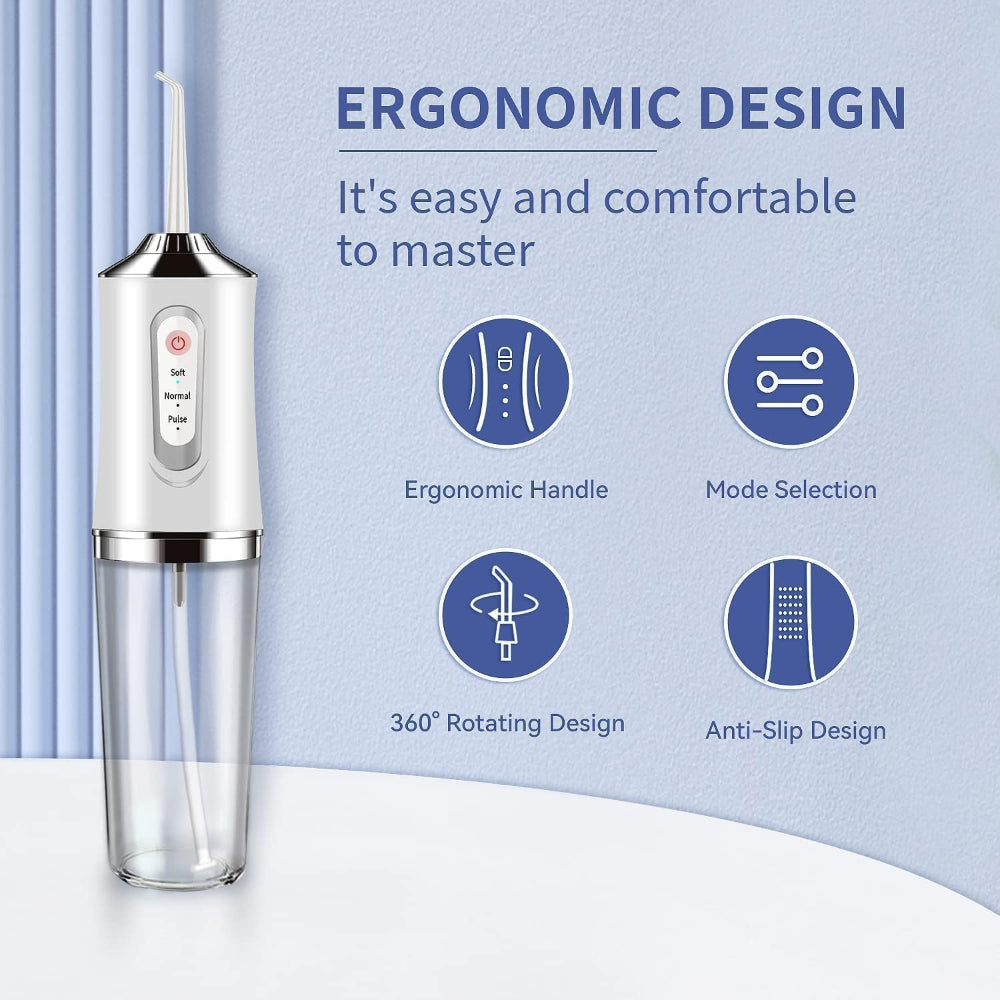 Cordless Water Dental Flosser – Rechargeable Teeth Cleaner with 3 Modes & 4 Jets, IPX7 Waterproof Oral Irrigator for Travel, Home & Braces
