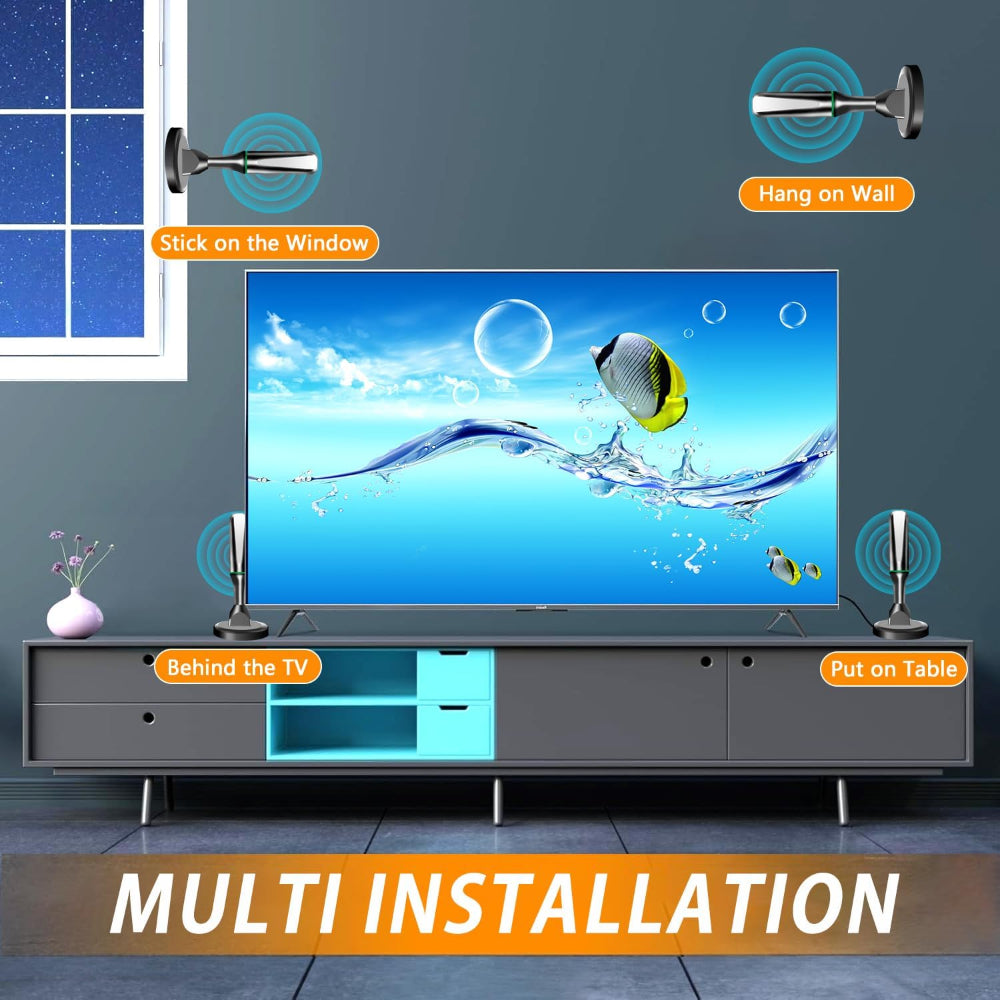 Indoor TV Antenna –  Digital HD Antenna with Strong Magnetic Base – 360° Long-Range Reception for Smart TVs, Local Channels, Easy Setup, No Cable