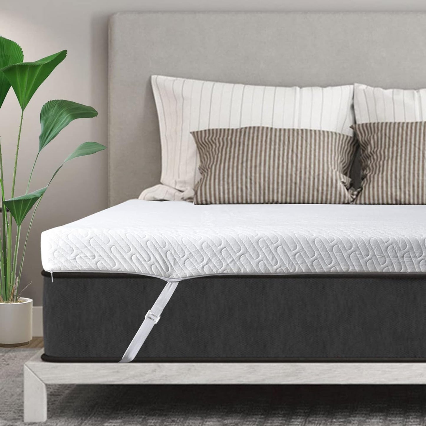 3 Inch Memory Foam Mattress Topper King Size, Cooling Relieving Mattress Pad for Bed with Bamboo Fiber Cover