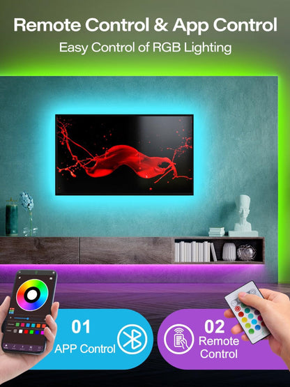 TV LED Backlight Strip – 32–65 Inch RGB LED Lights with USB, Remote & App Control, Music Sync Color-Changing Lights for Bedroom, Gaming & Home