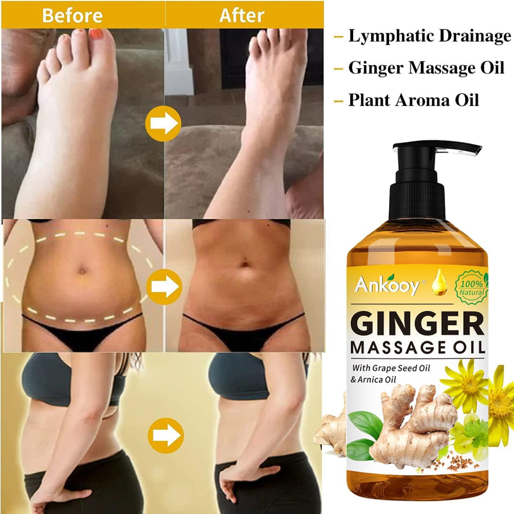 3-Pack Massage Oils with Massage Ball – Sore Muscle Relief Use – Includes Arnica, Lavender & Ginger Oils – Lymphatic Drainage & Relaxation Massage Kit