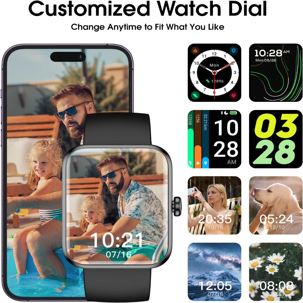 Fitness Tracker Watch – Step, Heart Rate & Blood Oxygen Monitor – Sleep Tracking Use – IP68 Waterproof Pedometer with Calorie Counter – Sports & Activity Tracker for Men & Women