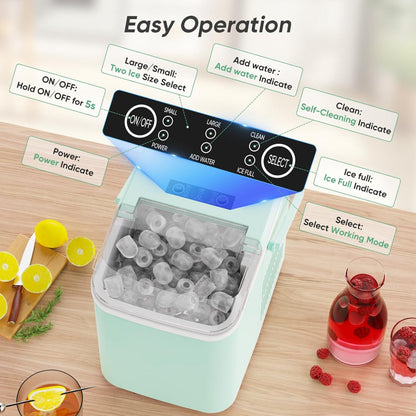 Countertop Ice Maker – Portable Ice Machine 26lbs/Day Fast 6-Min Ice with Self-Cleaning