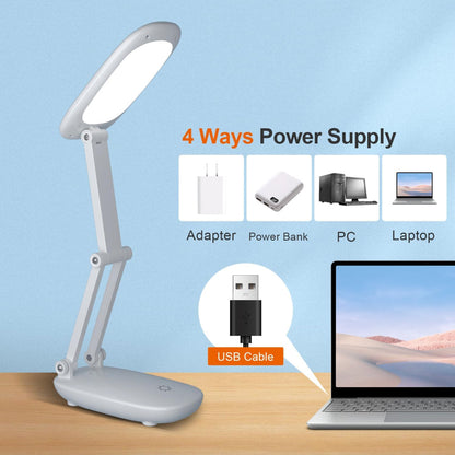 Rechargeable LED Desk Lamp – Foldable Portable Reading Light, Wireless Battery Operated – White