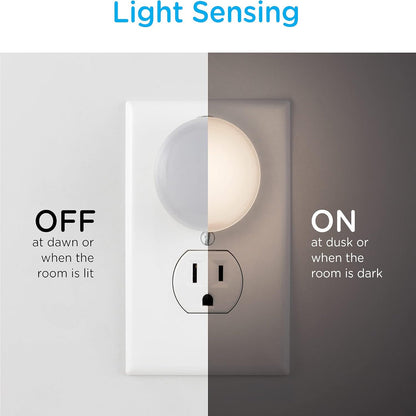 2-Pack Mini LED Night Light – Plug-In Dusk-to-Dawn Sensor – Compact Ambient Lighting for Bedroom, Bathroom, Nursery & Hallway