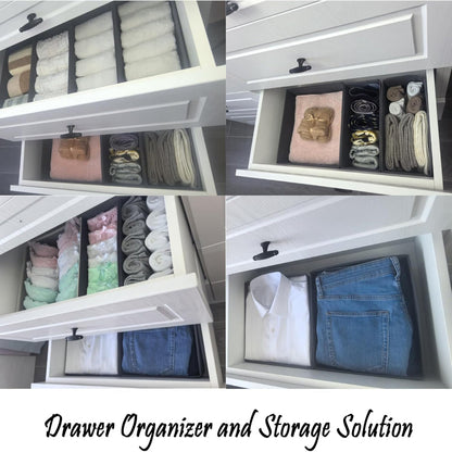 4-Pack Drawer Organizer Bins – Foldable Fabric Dividers for Socks Underwear Storage