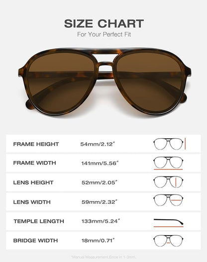 Retro Aviator Sunglasses – Classic Double Bridge Use – Trendy Vintage Style for Men & Women – UV Protection Sun Glasses