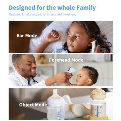 Infrared Thermometer – Ear & Forehead Use – Digital No-Touch – 1-Second Reading for Adults & Kids – Fever Alarm