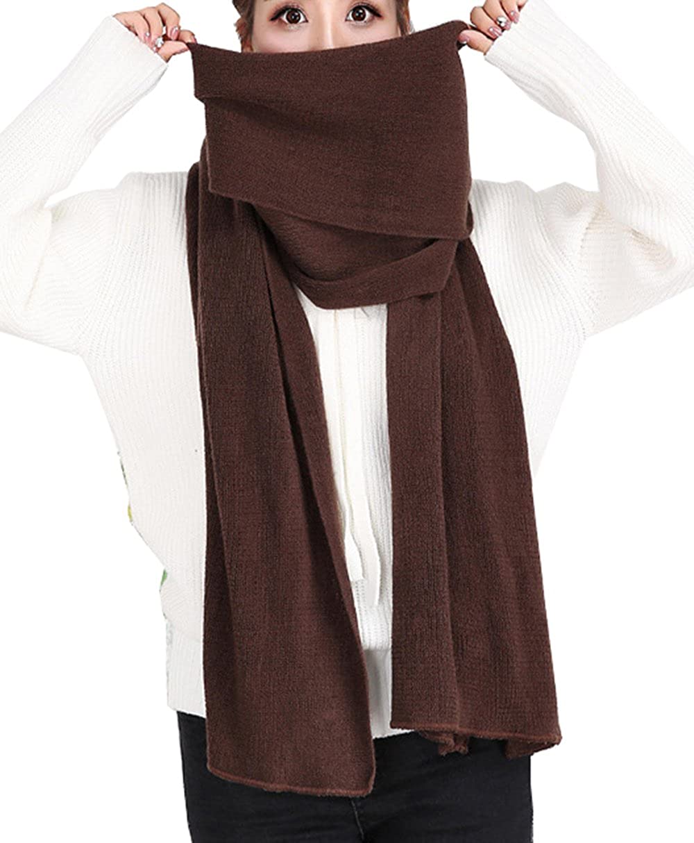 Wander Agio Women's Warm Long Shawl Winter Warm Large Scarf Pure Color