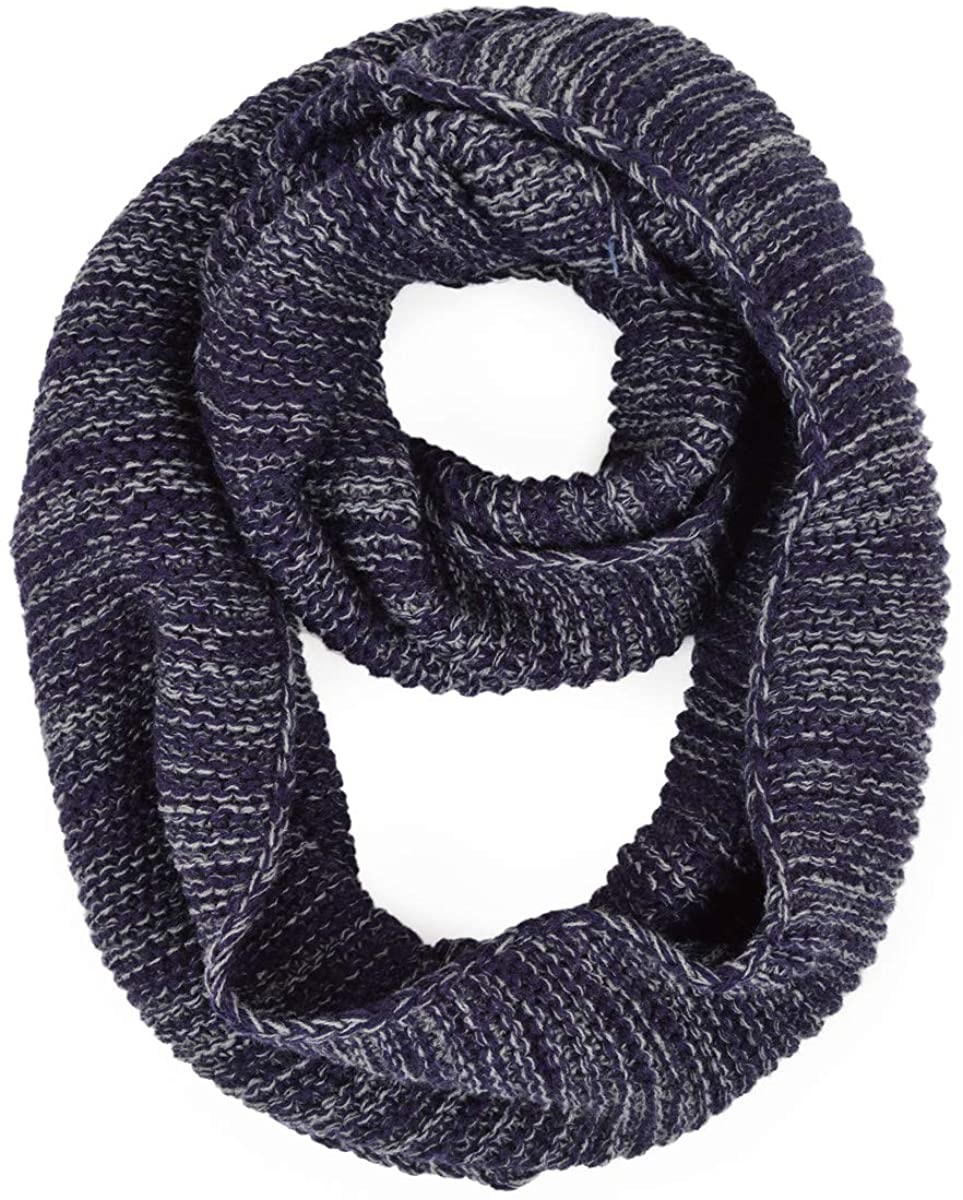 Two-Tone Winter Knit Warm Infinity Loop Circle Scarf