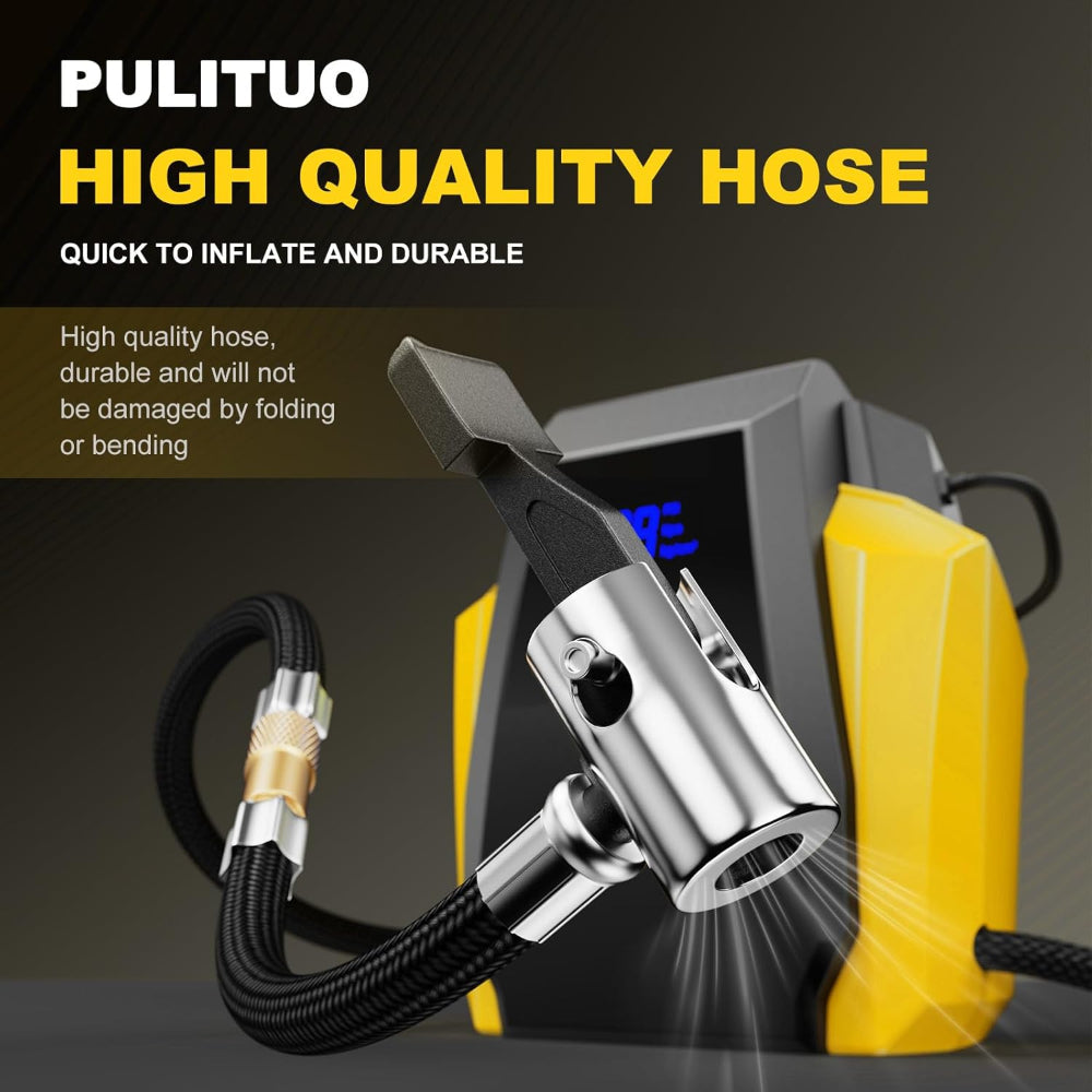 12V Portable Tire Inflator – Car Air Compressor with Digital Gauge & Emergency LED Light