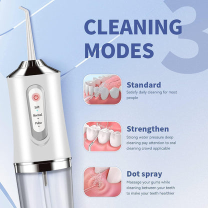 Cordless Water Dental Flosser – Rechargeable Teeth Cleaner with 3 Modes & 4 Jets, IPX7 Waterproof Oral Irrigator for Travel, Home & Braces