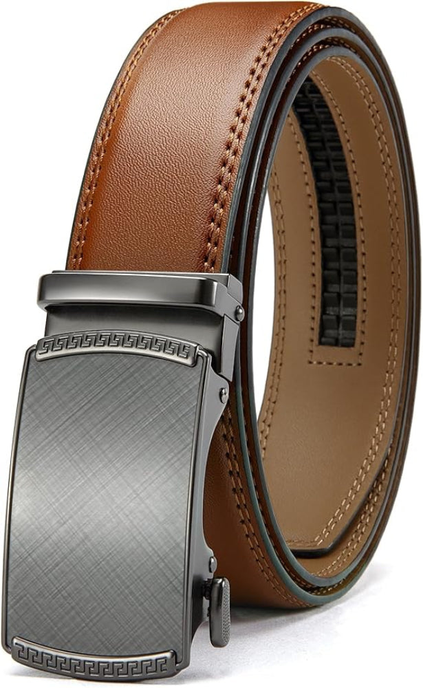 Men’s Leather Ratchet Belt – Adjustable Dress Belt with Custom Fit for Effortless Style