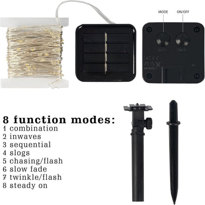 2-Pack Solar String Lights – 80FT 240 LED Fairy Lights, Waterproof Copper Wire Outdoor