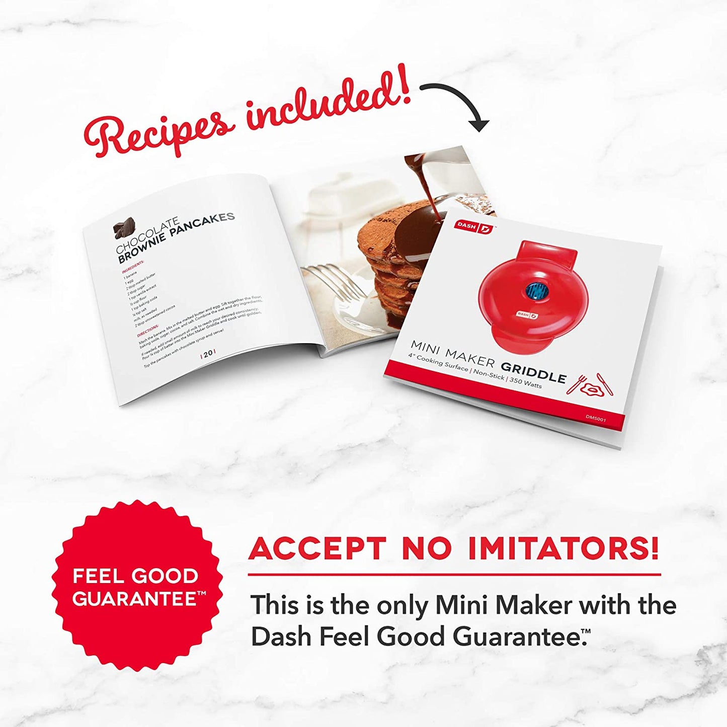 Dash DMS001RD Mini Maker Electric Round Griddle for Individual Pancakes, Cookies, Eggs & other on the go Breakfast, Lunch & Snacks, with Indicator Light + Included Recipe Book, Red