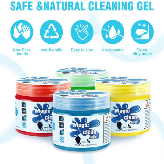 4-Pack Car Cleaning Gel – Auto Detailing Putty – Interior & Keyboard Cleaner – Sticky Jelly for Car Surfaces – Multi-Purpose Cleaning Tool