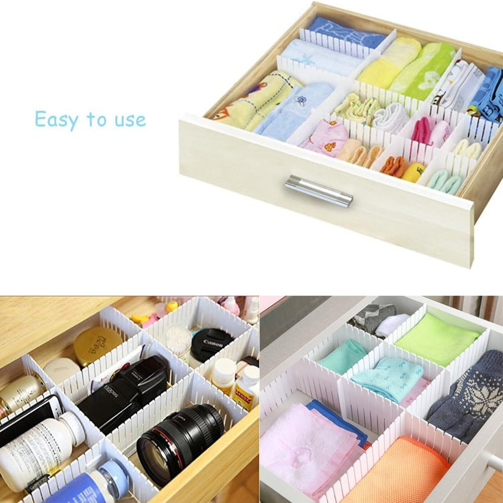 8-Piece Drawer Divider Set – Adjustable Grid Organizer for Socks, Underwear, and Closet Storage