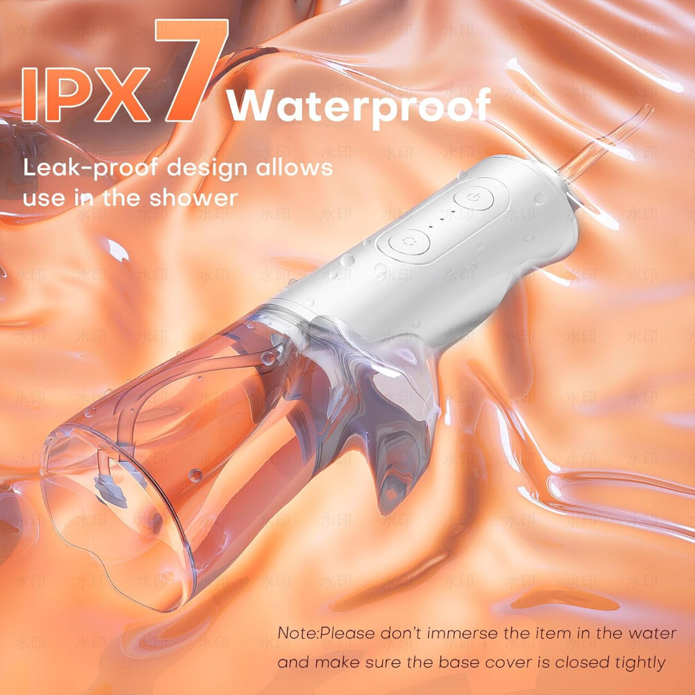 Water Dental Flosser - Portable Cordless Oral Irrigator 300ML, Rechargeable IPX7 Waterproof Irrigation Cleaner for Teeth Cleaning & Flossing, Travel & Home Use