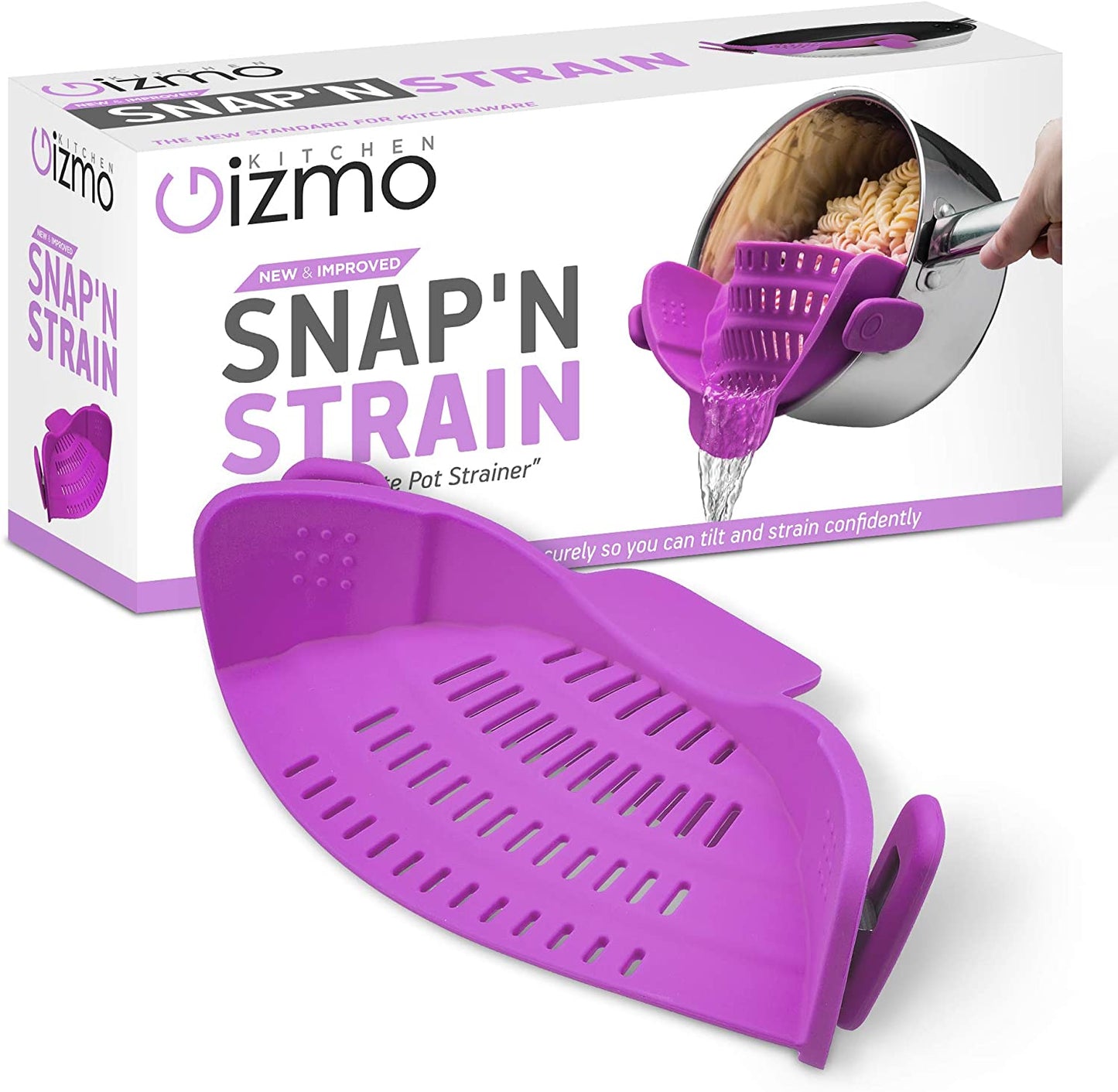 Kitchen Gizmo Snap N Strain Strainer, Clip On Silicone Colander, Fits all Pots and Bowls - Lime Green