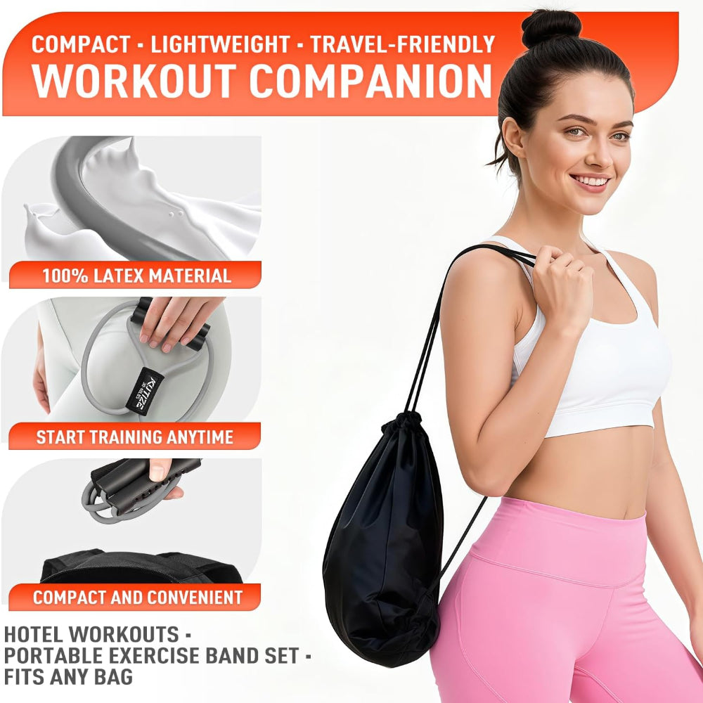 3-Pack Figure 8 Resistance Bands – Heavy Latex Exercise for Arms & Back – Full Body Workout Use – Strength Training, Pilates, Yoga & Physical Therapy – Includes Handles