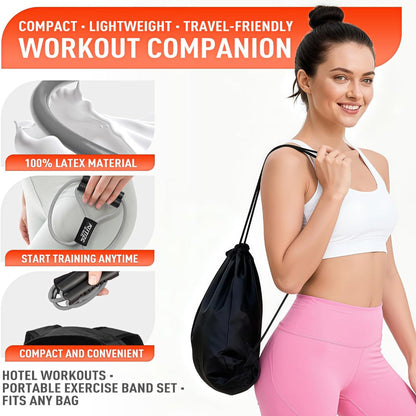 3-Pack Figure 8 Resistance Bands – Heavy Latex Exercise for Arms & Back – Full Body Workout Use – Strength Training, Pilates, Yoga & Physical Therapy – Includes Handles