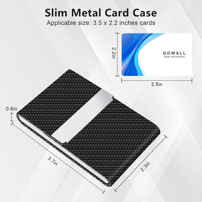 Slim Business Card Holder – Magnetic Closure Use – Black Carbon Metal & PU – RFID Blocking for Credit & Business Cards – Pocket or Bag Storage, 3.7 x 2.3 Inches
