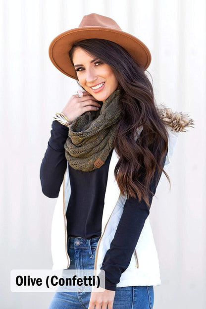 Funky Junque’s Beanies Matching Ribbed Winter Warm Cable Knit Infinity Scarf