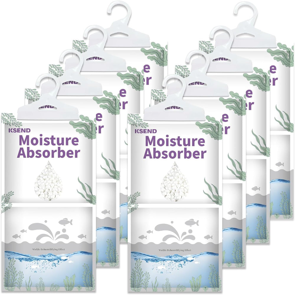 8-Pack Moisture Absorber Bags – Hanging Dehumidifier Packs for Closet Bathroom Kitchen