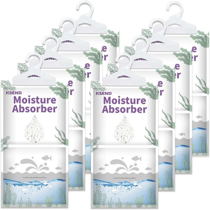 8-Pack Moisture Absorber Bags – Hanging Dehumidifier Packs for Closet Bathroom Kitchen