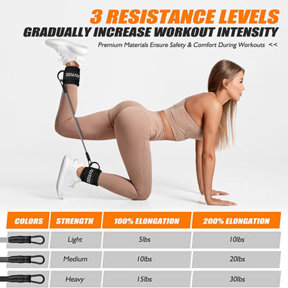 Ankle Resistance Bands with Cuffs – Adjustable Leg & Glute Workout Bands – Portable Home Gym Equipment for Kickbacks, Hip Thrusts, Yoga & Strength Training