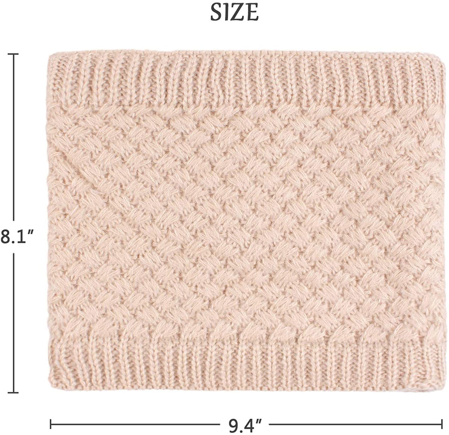 Women Winter Knitted Scarf Unisex Circle Loop Scarves Thick Fleece Neck Warmer for Men