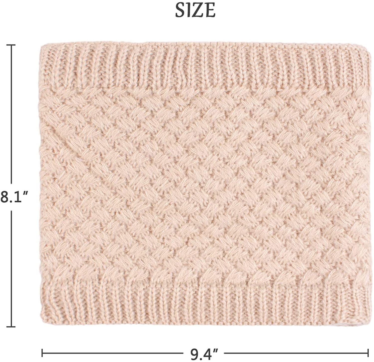 Women Winter Knitted Scarf Unisex Circle Loop Scarves Thick Fleece Neck Warmer for Men